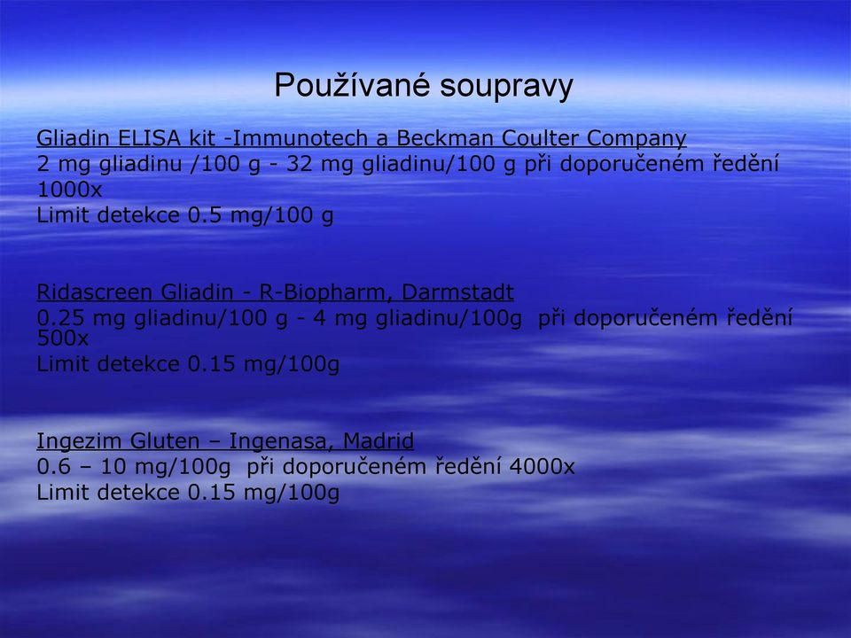 5 mg/100 g Ridascreen Gliadin - R-Biopharm, Darmstadt 0.