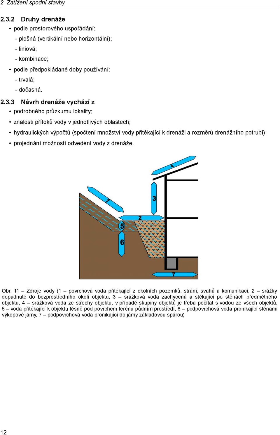 3 Návrh drenáže vychází z podrobného průzkumu lokality; znalosti přítoků vody v jednotlivých oblastech; hydraulických výpočtů (spočtení množství vody přitékající k drenáži a rozměrů drenážního