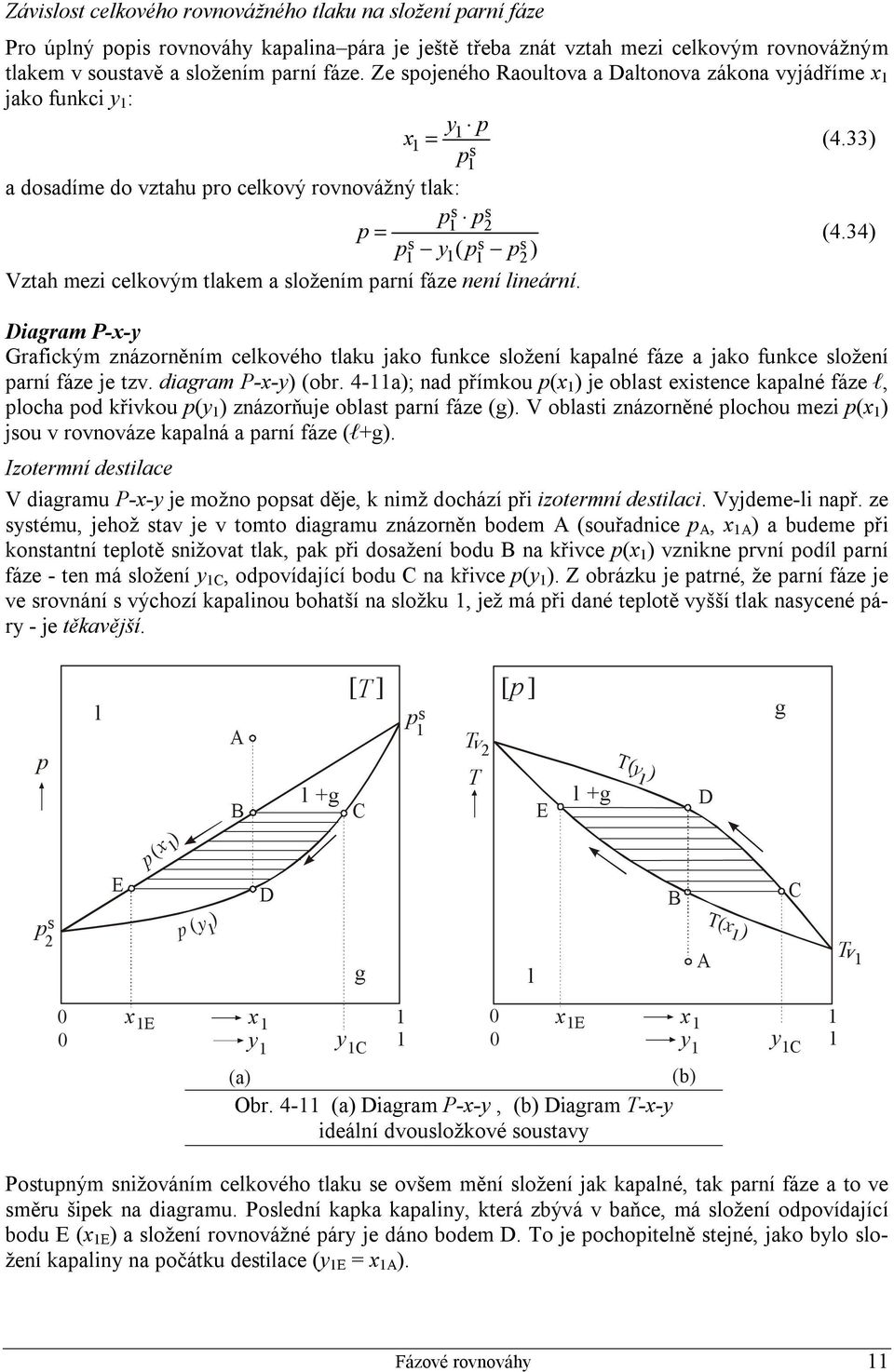 diaram P--y) (obr. 4-a); nad římkou ( ) je oblat eitence kaalné fáze l, locha od křivkou (y ) znázorňuje oblat arní fáze ().