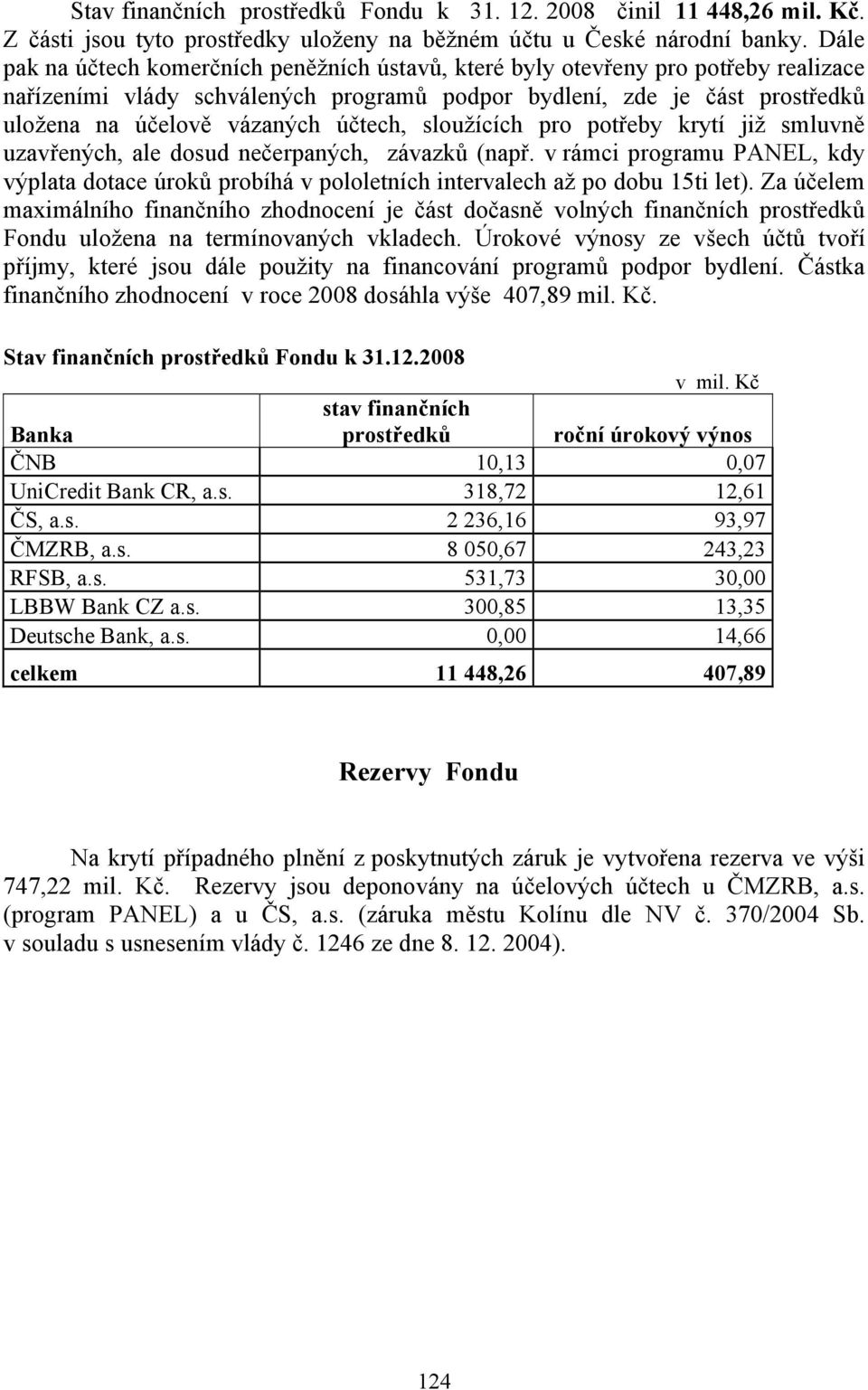 účtech, sloužících pro potřeby krytí již smluvně uzavřených, ale dosud nečerpaných, závazků (např.