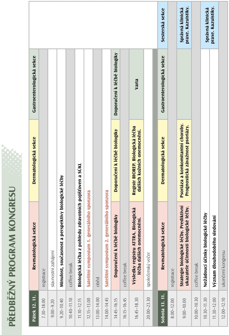 generálního sponzora 13.00 14.00 oběd 14.00 14.45 Satelitní symposium 2. generálního sponzora 14.45 16.15 Doporučení k léčbě biologiky Doporučení k léčbě biologiky Doporučení k léčbě biologiky 16.