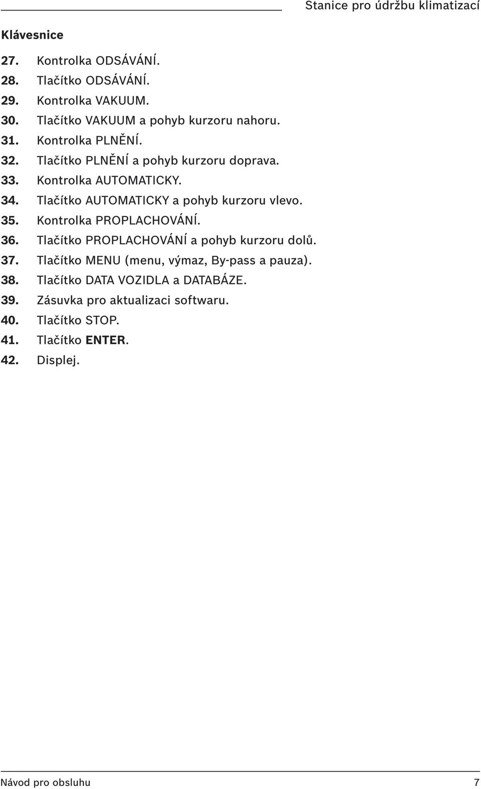 Tlačítko AUTOMATICKY a pohyb kurzoru vlevo. 35. Kontrolka PROPLACHOVÁNÍ. 36. Tlačítko PROPLACHOVÁNÍ a pohyb kurzoru dolů. 37.