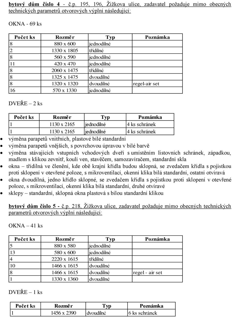 420 x 470 jednodílné 8 2060 x 1475 třídílné 8 1325 x 1475 dvoudílné 8 1320 x 1320 dvoudílné regel-air set 16 570 x 1330 jednodílné DVEŘE 2 ks 1 1130 x 2165 jednodílné 4 ks schránek 1 1130 x 2165