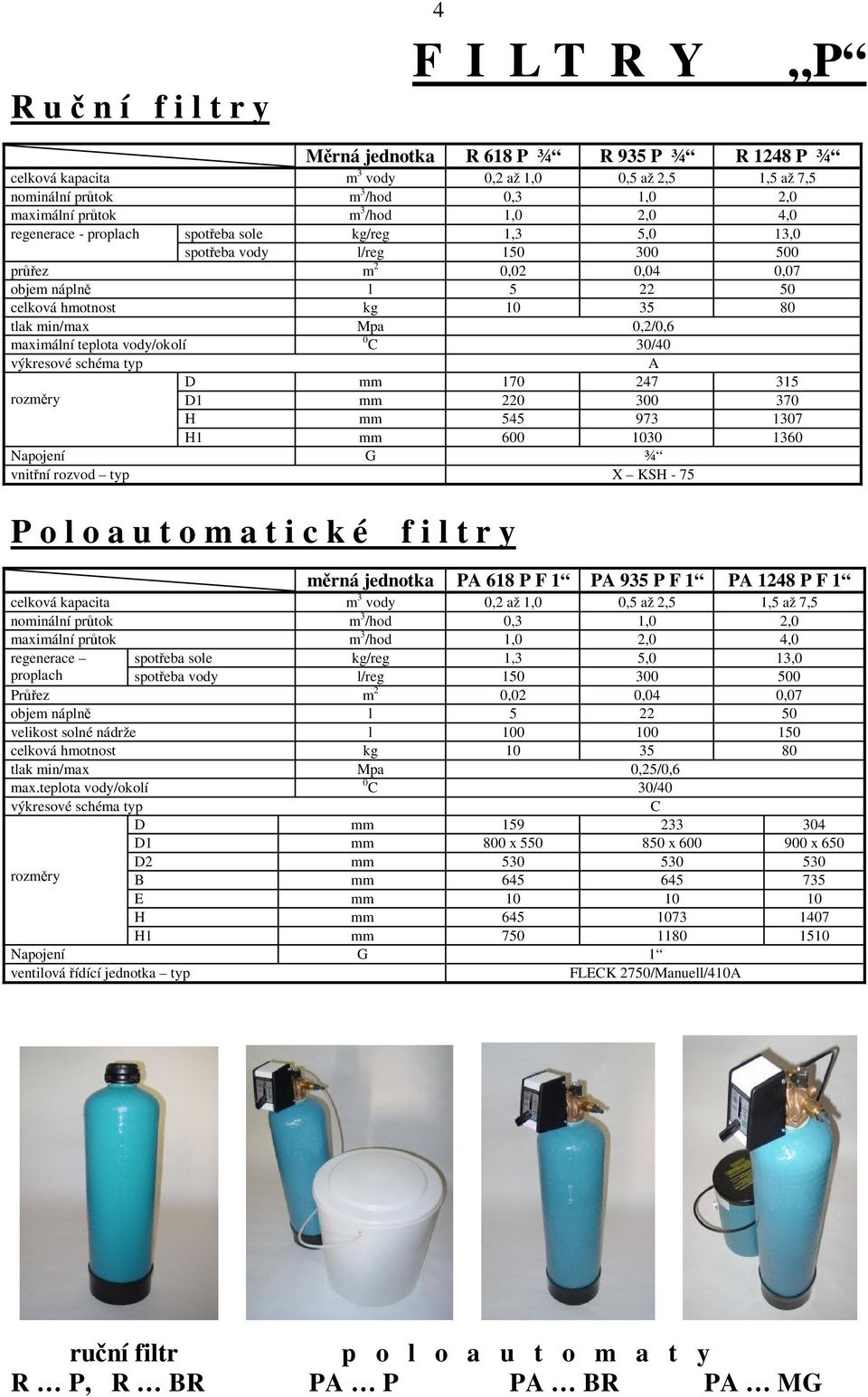 maximální teplota vody/okolí D mm 170 247 315 D1 mm 220 300 370 H mm 545 973 1307 H1 mm 600 1030 1360 Napojení G ¾ vnit ní rozvod typ X KSH - 75 P o l o a u t o m a t i c k é f i l t r y P 618 P F P
