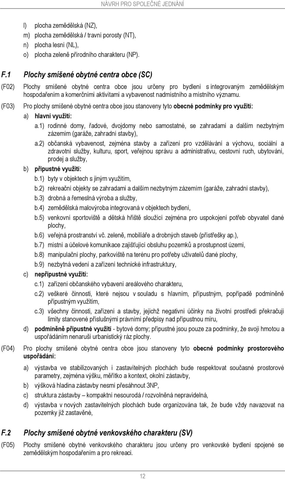 nadmístního a místního významu. Pro plochy smíšené obytné centra obce jsou stanoveny tyto obecné podmínky pro využití: a) hlavní využití: a.