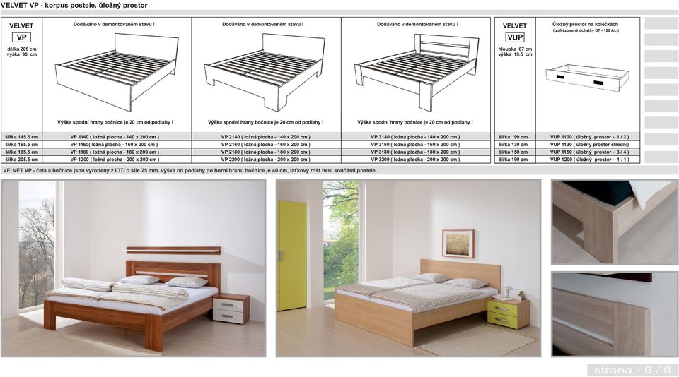 5 cm VP 1140 ( ložná plocha - 140 x 200 cm ) VP 2140 ( ložná plocha - 140 x 200 cm ) VP 3140 ( ložná plocha - 140 x 200 cm ) šíøka 99 cm VUP 1100 ( úložný prostor - 1 / 2 ) šíøka 165.