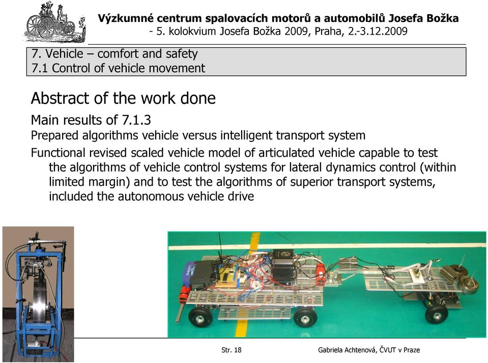 3 Prepared algorithms vehicle versus intelligent transport system Functional revised scaled vehicle model of articulated