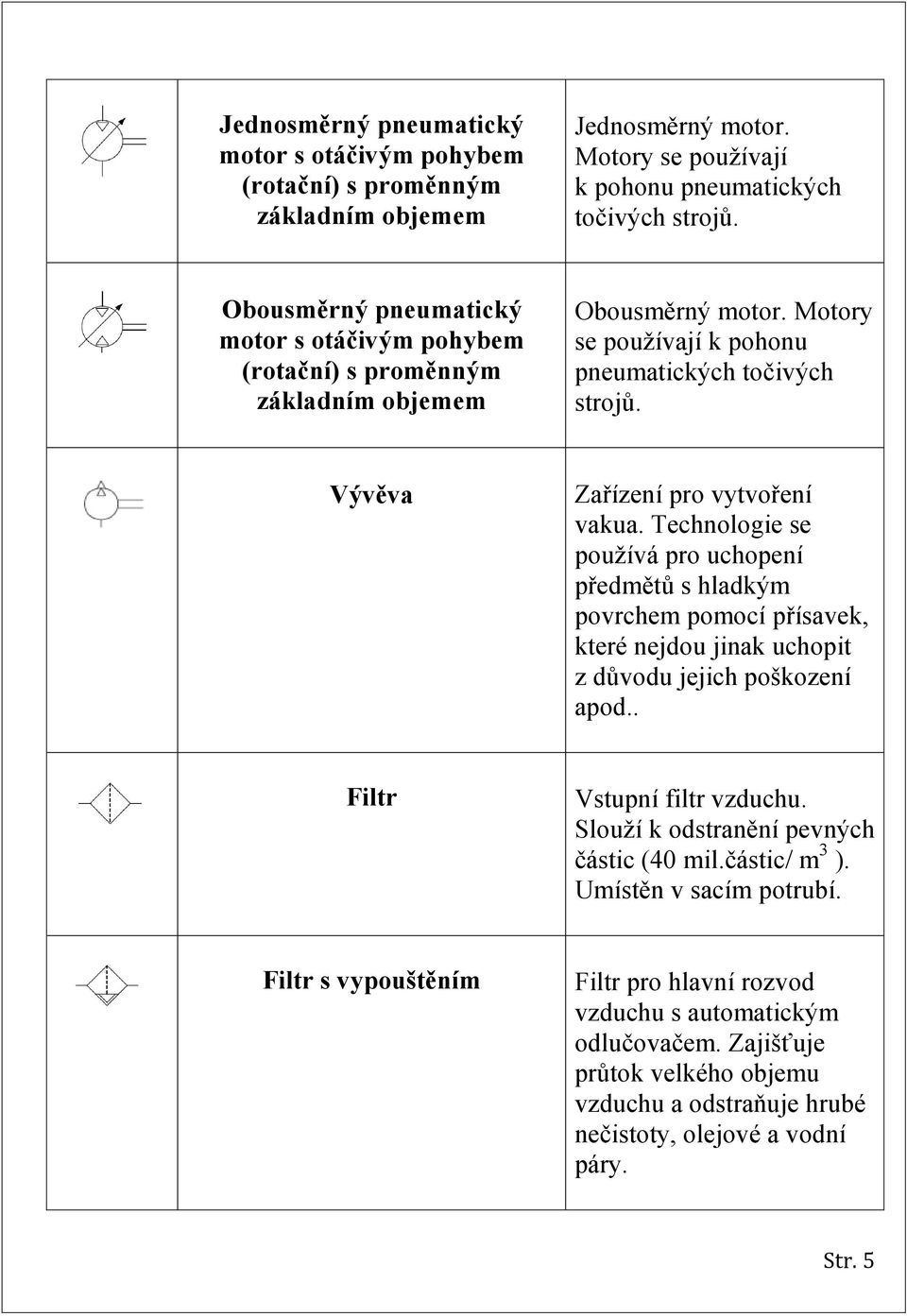 Vývěva Zařízení pro vytvoření vakua. Technologie se používá pro uchopení předmětů s hladkým povrchem pomocí přísavek, které nejdou jinak uchopit z důvodu jejich poškození apod.