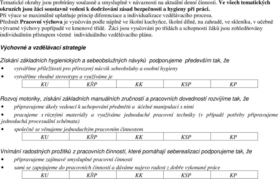 Při výuce se maximálně uplatňuje princip diferenciace a individualizace vzdělávacího procesu.