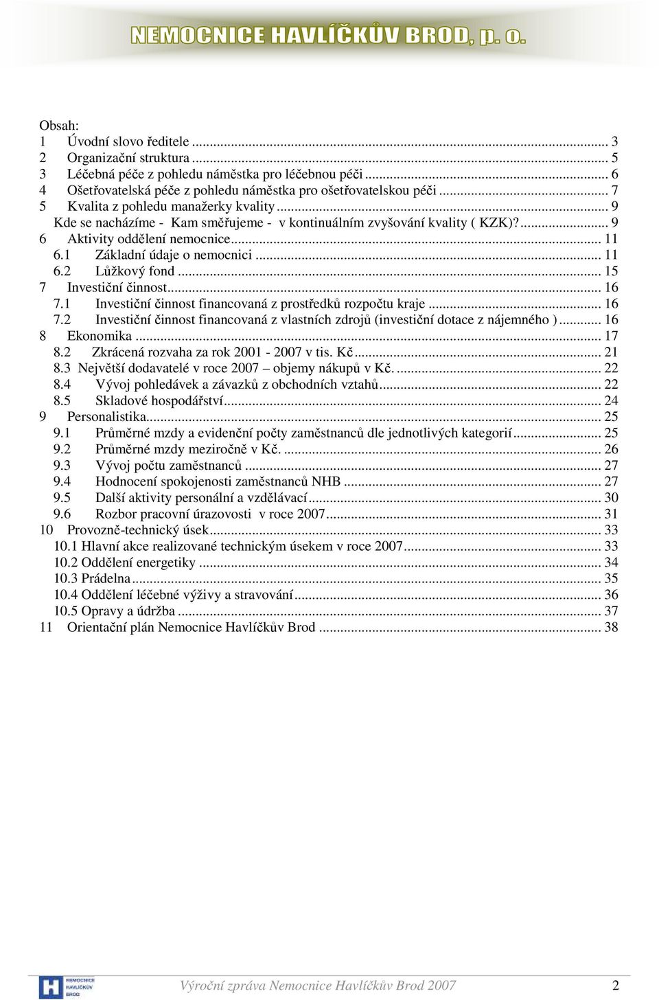 .. 11 6.2 Lůžkový fond... 15 7 Investiční činnost... 16 7.1 Investiční činnost financovaná z prostředků rozpočtu kraje... 16 7.2 Investiční činnost financovaná z vlastních zdrojů (investiční dotace z nájemného ).