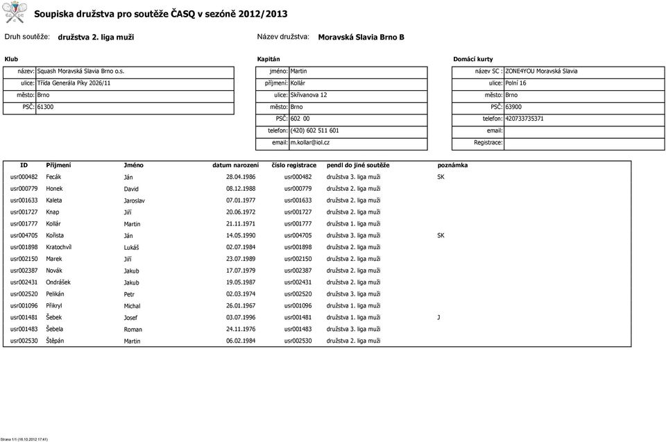 cz název SC : ZONE4YOU Moravská Slavia ulice: Polní 16 město: Brno PSČ: 63900 telefon: 420733735371 email: usr000482 usr000779 usr001633 usr001727 usr001777 usr004705 usr001898 usr002150 usr002387