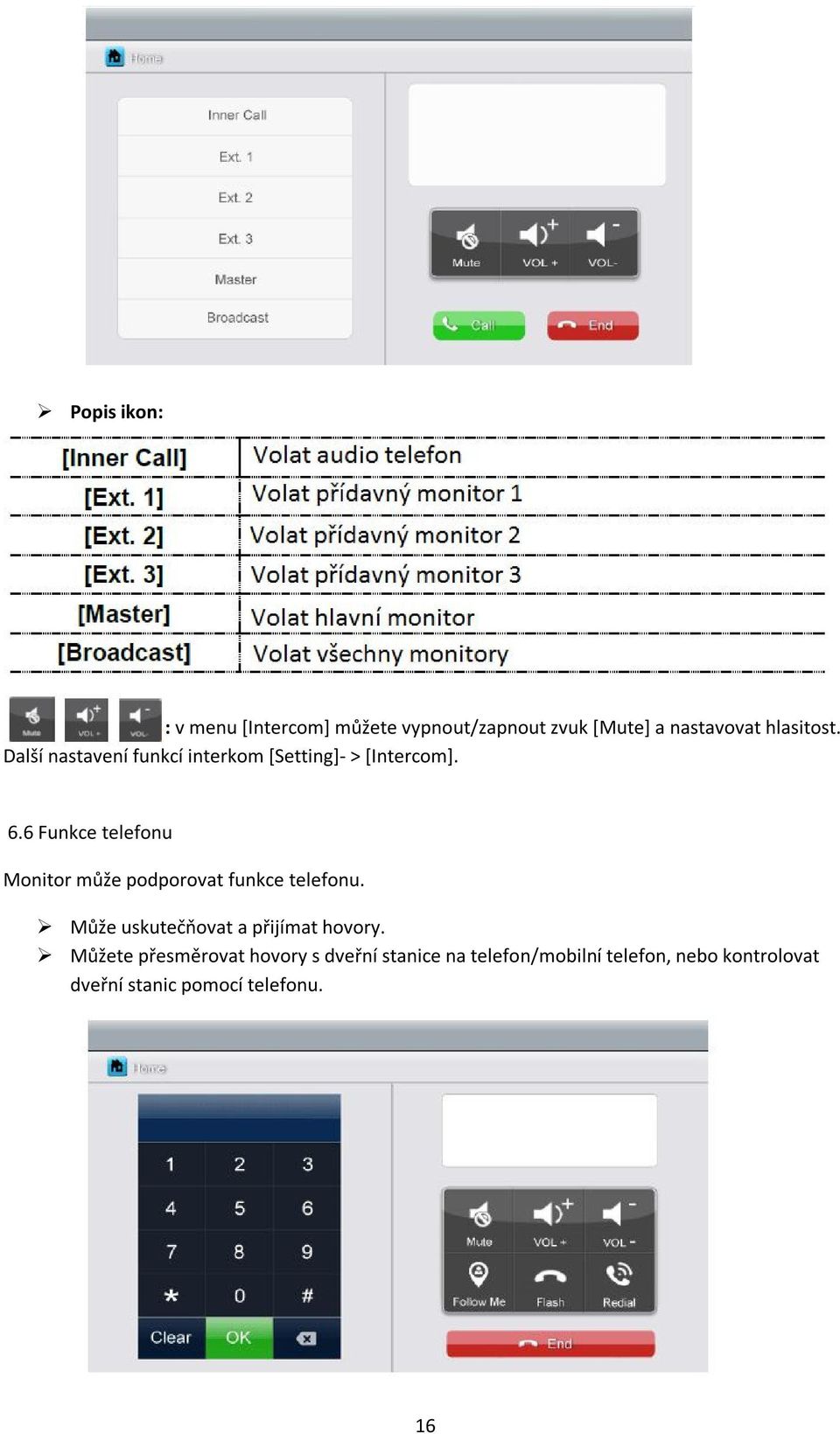 6 Funkce telefonu Monitor může podporovat funkce telefonu.