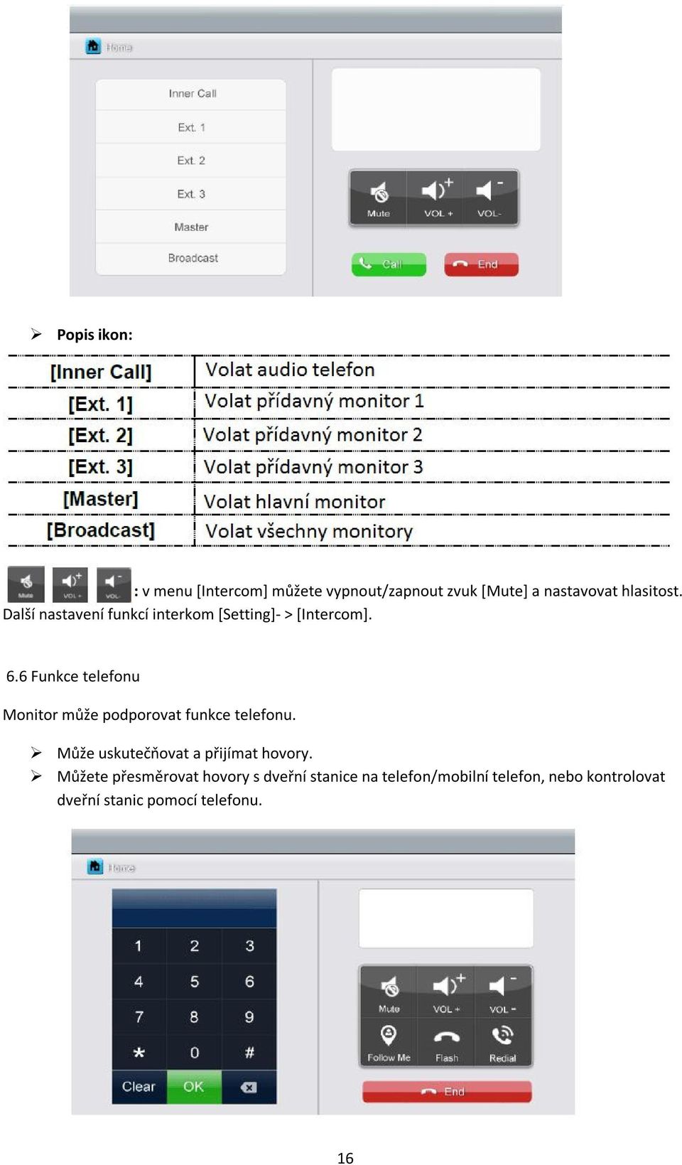 6 Funkce telefonu Monitor může podporovat funkce telefonu.