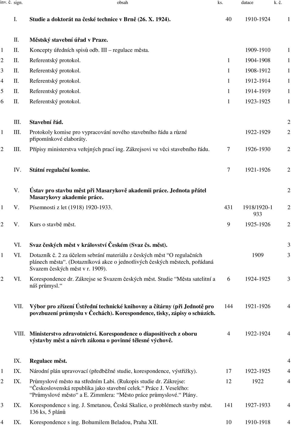 Stavební řád. 2 1 III. Protokoly komise pro vypracování nového stavebního řádu a různé připomínkové elaboráty. 1922-1929 2 2 III. Přípisy ministerstva veřejných prací ing.