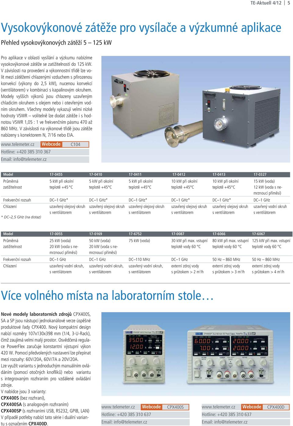 V závislosti na provedení a výkonnostní třídě lze volit mezi zátěžemi chlazenými vzduchem s přirozenou konvekcí (výkony do 2,5 kw), nucenou konvekcí (ventilátorem) v kombinaci s kapalinovým okruhem.