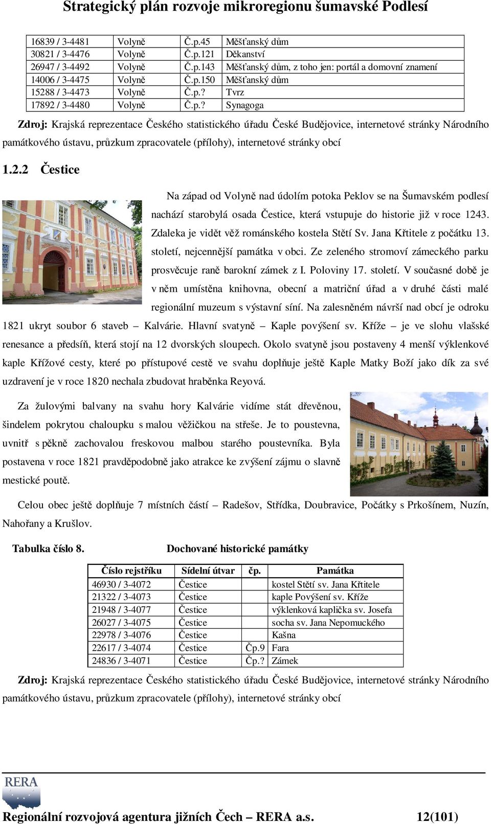 2.2 Čestice Na západ od Volyně nad údolím potoka Peklov se na Šumavském podlesí nachází starobylá osada Čestice, která vstupuje do historie již v roce 1243.