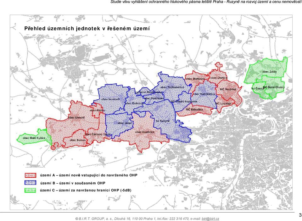 navrženého OHP území B území v současném