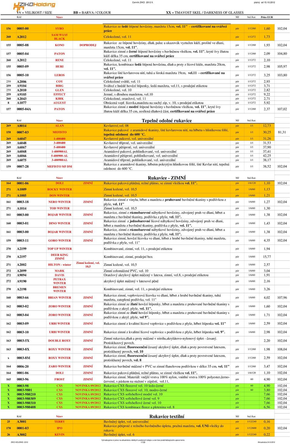 pár 1/12/60 1,93 102,04 157 0005-04 PATON Rukavice zimní z černé štípené hověziny s bavlněnou vložkou, vel.