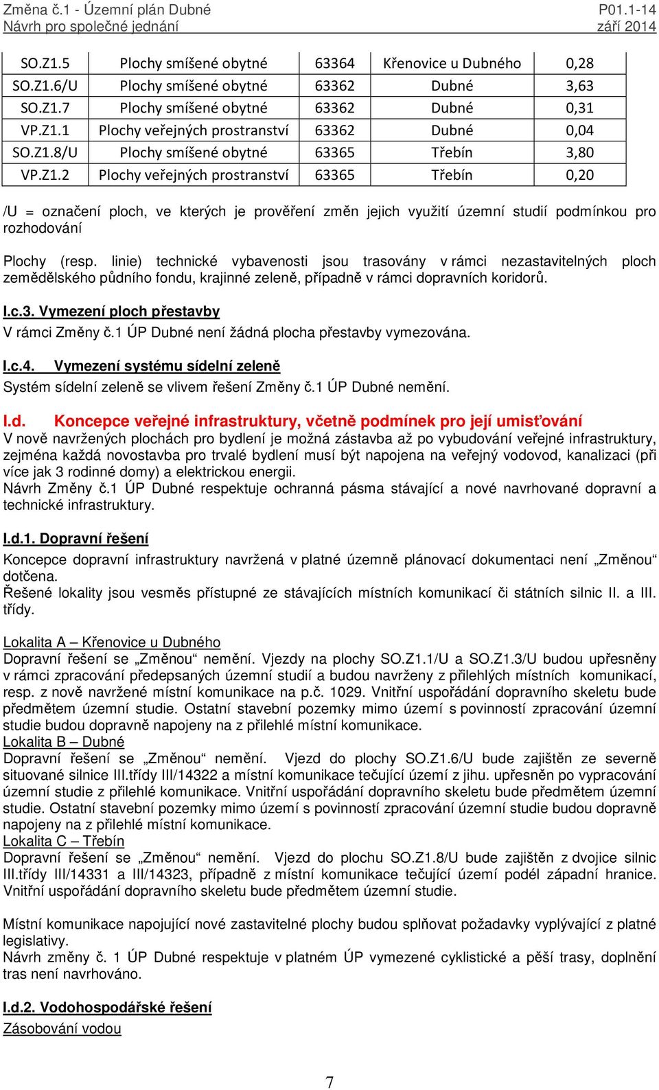 linie) technické vybavenosti jsou trasovány v rámci nezastavitelných ploch zemědělského půdního fondu, krajinné zeleně, případně v rámci dopravních koridorů. I.c.3.
