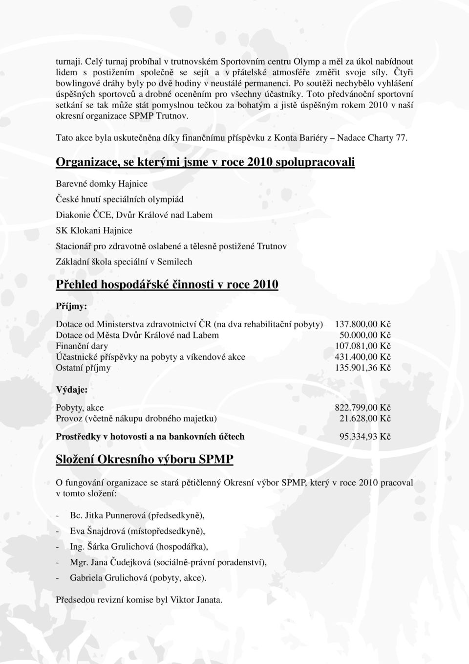 Toto předvánoční sportovní setkání se tak může stát pomyslnou tečkou za bohatým a jistě úspěšným rokem 2010 v naší okresní organizace SPMP Trutnov.