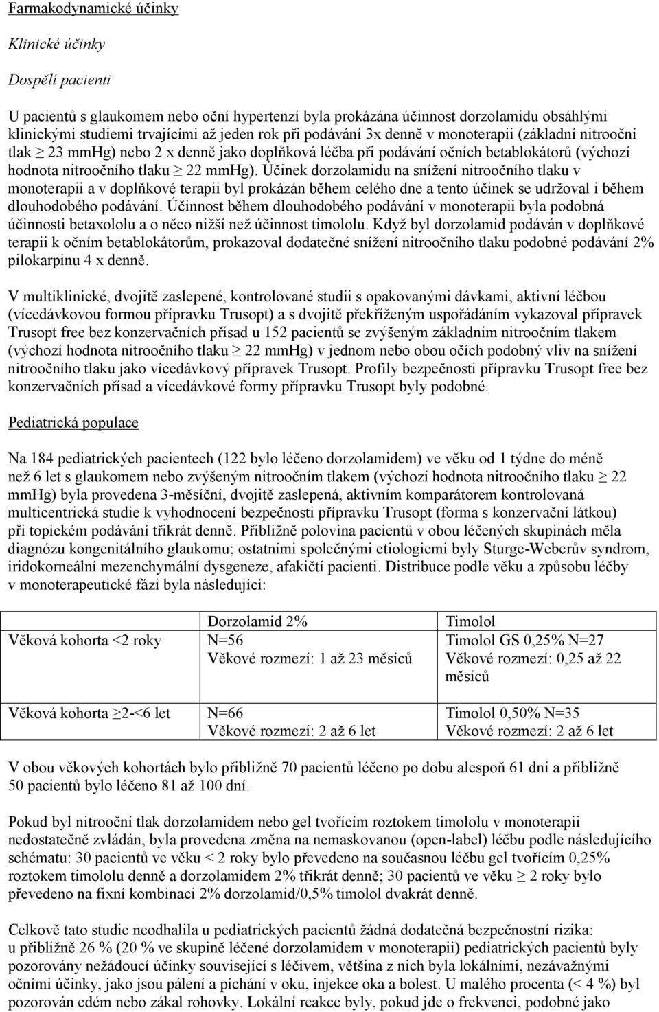 Účinek dorzolamidu na snížení nitroočního tlaku v monoterapii a v doplňkové terapii byl prokázán během celého dne a tento účinek se udržoval i během dlouhodobého podávání.