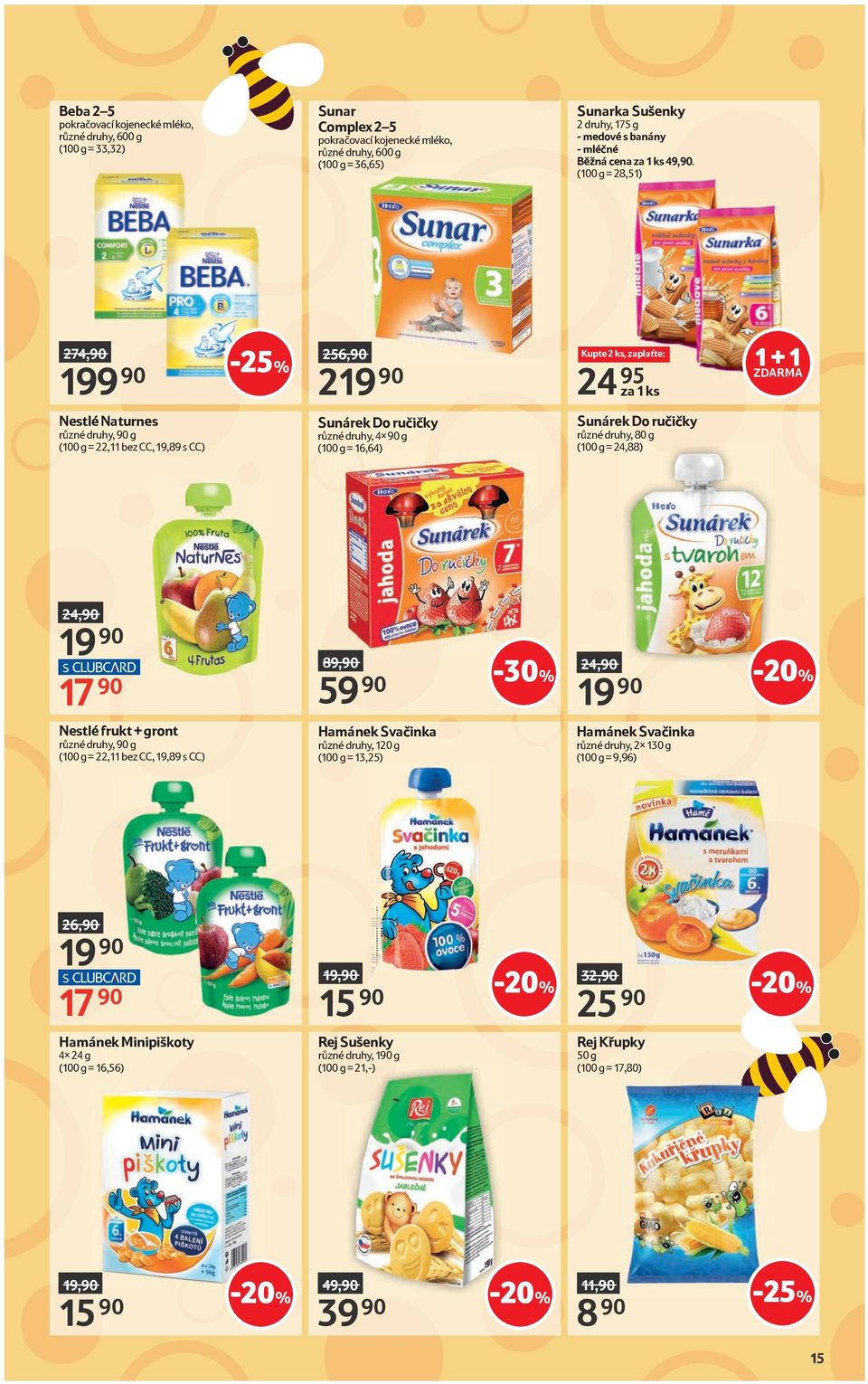 (100 g = 28,51) 274,90 199 90 256,90 219 90 Kupte 2 ks, zaplaťte: 24 95 za 1 ks 1 + 1 ZDARMA Nestlé Naturnes různé druhy, 90 g (100 g = 22,11 bez CC, 19,89 s CC) Sunárek Do ručičky různé druhy, 4 90