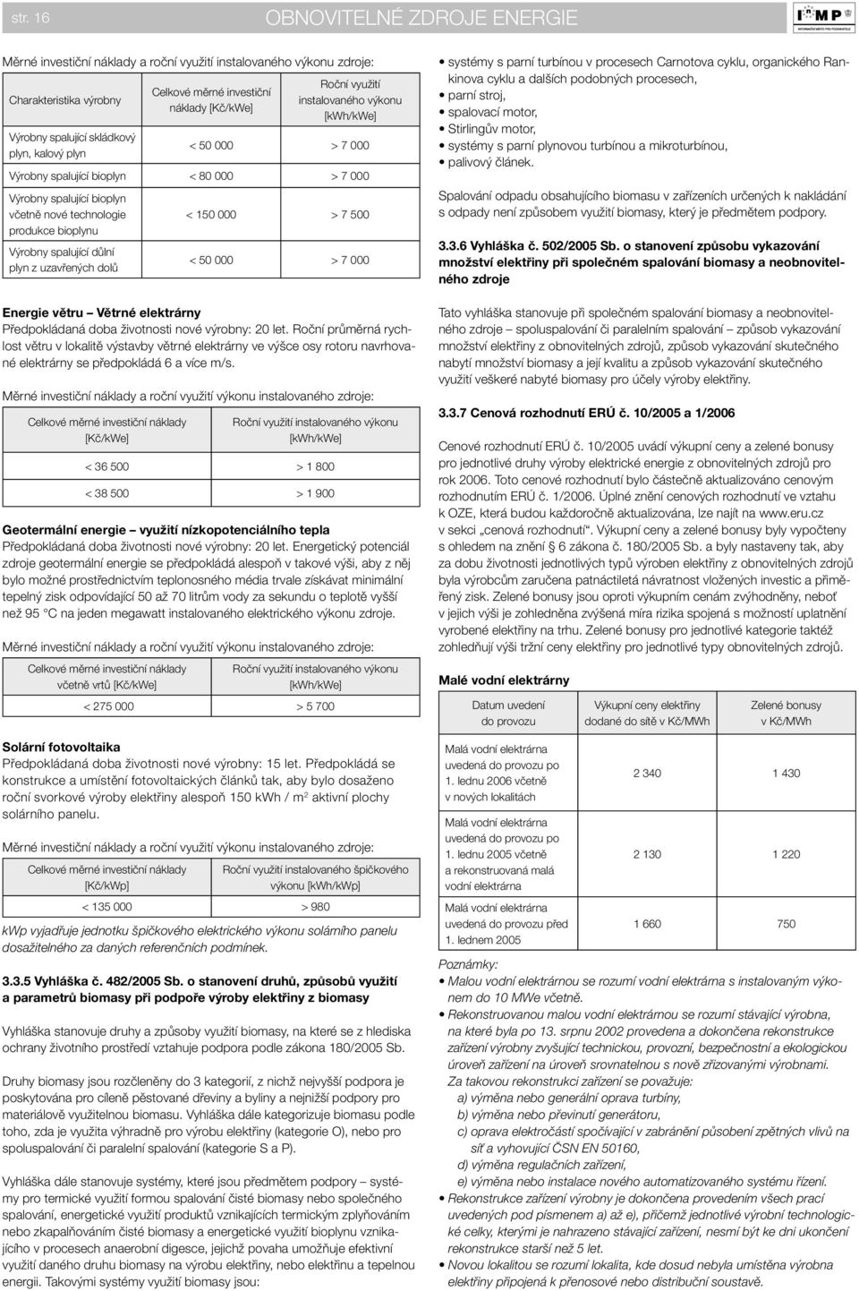 spalující důlní plyn z uzavřených dolů < 50 000 > 7 000 Energie větru Větrné elektrárny Předpokládaná doba životnosti nové výrobny: 20 let.