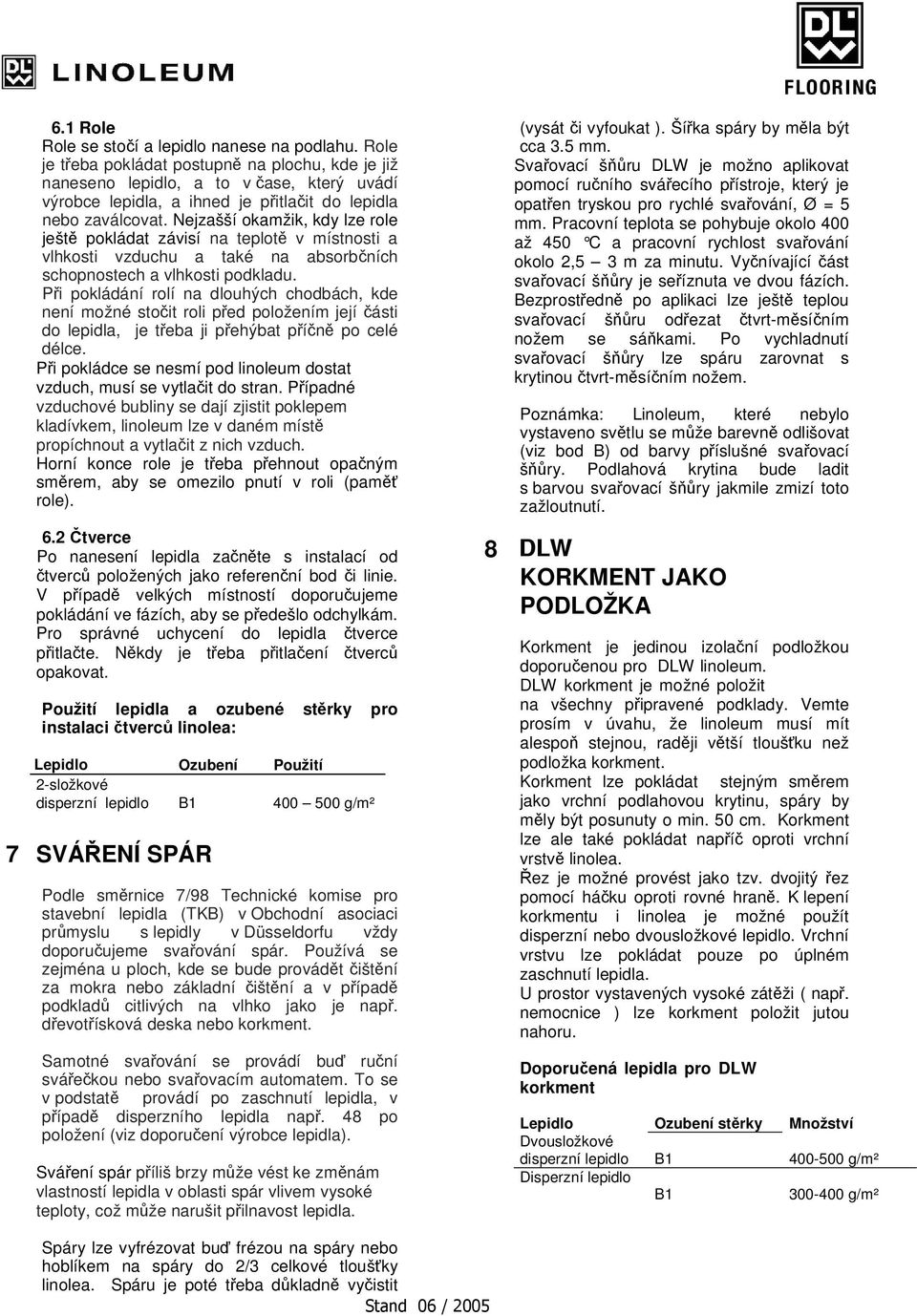 Nejzašší okamžik, kdy lze role ješt pokládat závisí na teplot v místnosti a vlhkosti vzduchu a také na absorb ních schopnostech a vlhkosti podkladu.