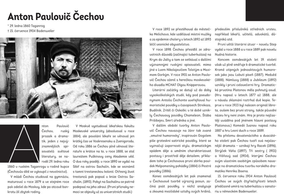 Zvenigorodu. 1884), ale povolání lékaře se věnoval jen znamnějších spisovatelů světové ratuře a krátce na to, v roce 1888, se stal Od roku 1886 se Čechov plně věnoval lite- literatury, se narodil 29.