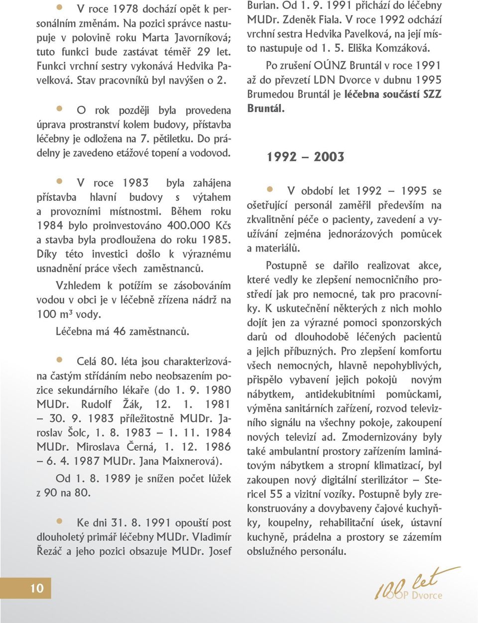V roce 1983 byla zahájena přístavba hlavní budovy s výtahem a provozními místnostmi. Během roku 1984 bylo proinvestováno 400.000 Kčs a stavba byla prodloužena do roku 1985.
