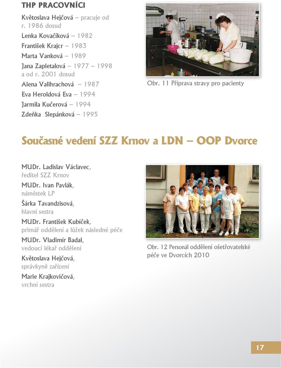 11 Příprava stravy pro pacienty Současné vedení SZZ Krnov a LDN OOP Dvorce MUDr. Ladislav Václavec, ředitel SZZ Krnov MUDr.