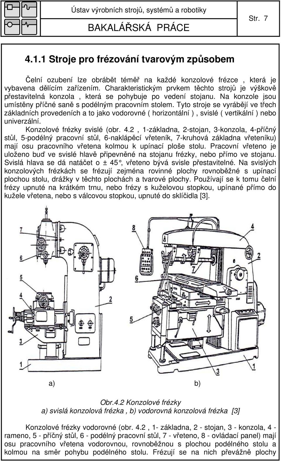 Tyto stroje se vyrábějí ve třech základních provedeních a to jako vodorovné ( horizontální ), svislé ( vertikální ) nebo univerzální. Konzolové frézky svislé (obr. 4.