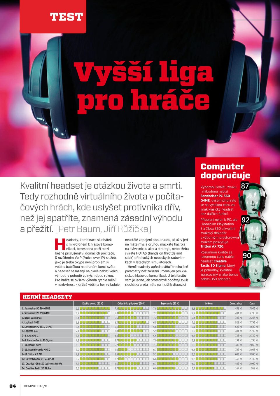 [Petr Baum, Jiří Růžička] H eadsety, kombinace sluchátek s mikrofonem k hlasové komunikaci, bezesporu patří mezi běžné příslušenství domácích počítačů.