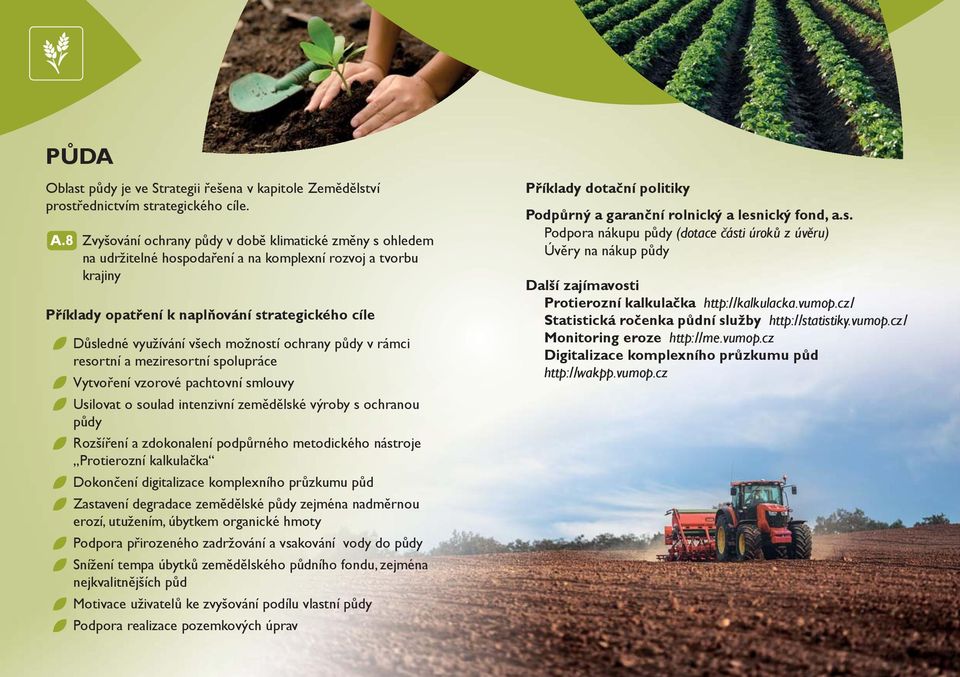 možností ochrany půdy v rámci resortní a meziresortní spolupráce Vytvoření vzorové pachtovní smlouvy Usilovat o soulad intenzivní zemědělské výroby s ochranou půdy Rozšíření a zdokonalení podpůrného