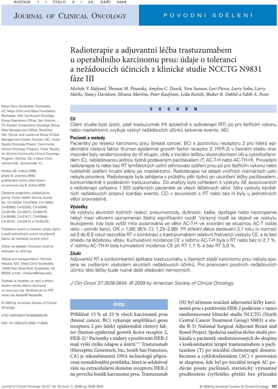 studie NCCTG N9831 fáze III Michele Y. Halyard, Thomas M. Pisansky, Amylou C.