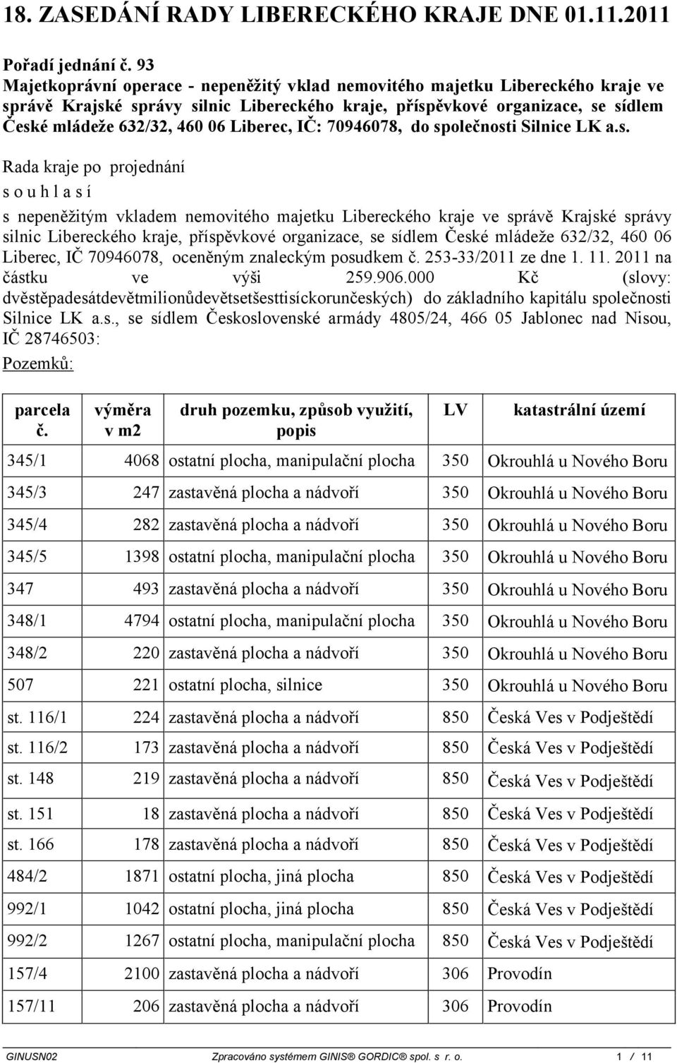 Liberec, IČ: 70946078, do sp