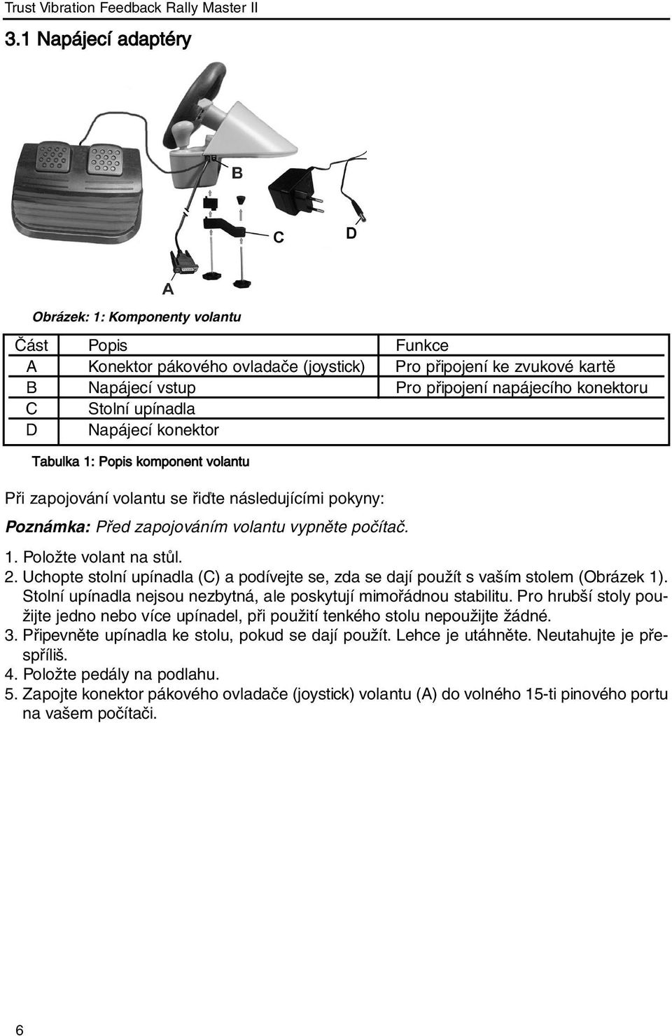 2. Uchopte stolní upínadla (C) a podívejte se, zda se dají použít s vaším stolem (Obrázek 1). Stolní upínadla nejsou nezbytná, ale poskytují mimořádnou stabilitu.