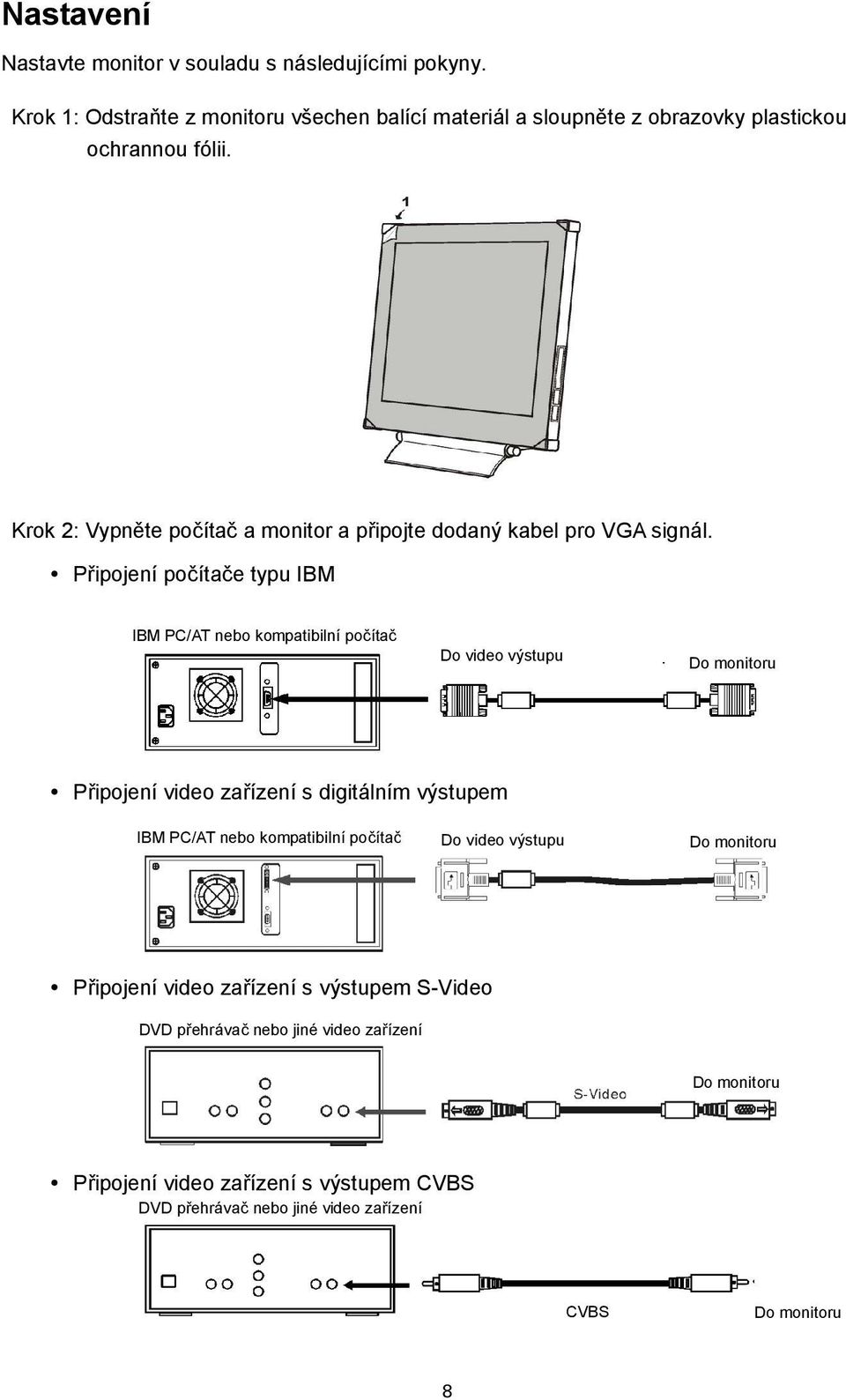 Krok 2: Vypněte počítač a monitor a připojte dodaný kabel pro VGA signál.