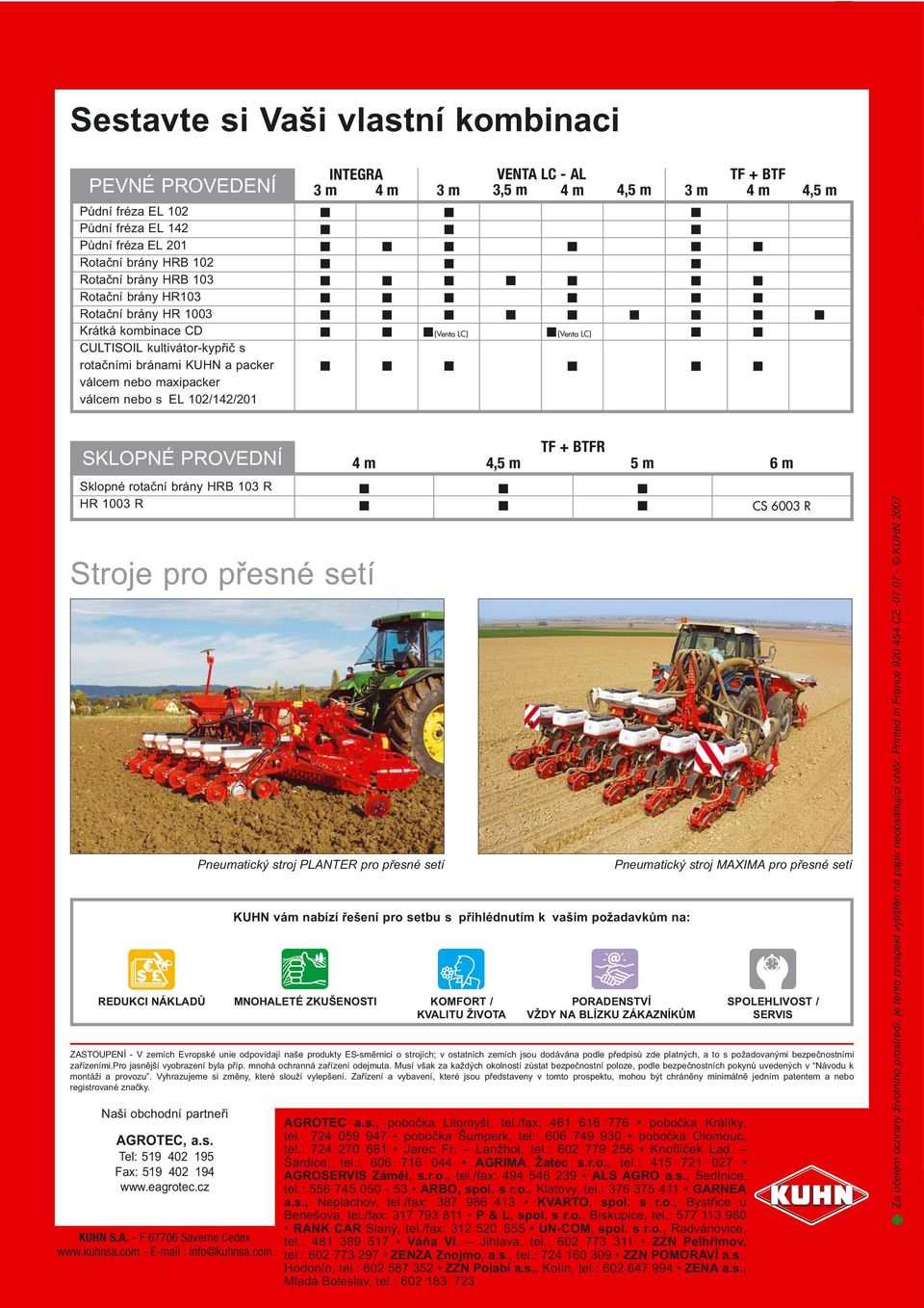 (Venta LC) TF + BTFR SKLOPNÉ PROVEDNÍ 4 m 4,5 m 5 m 6 m Sklopné rotační brány HRB 03 R HR 003 R Stroje pro přesné setí ZASTOUPENÍ - V zemích Evropské unie odpovídají naše produkty ES-směrnici o