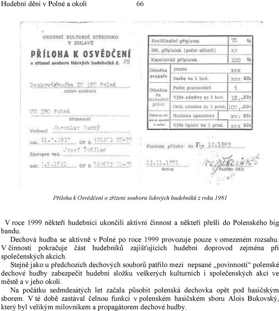 Stejně jako u předchozích dechových souborů patřilo mezi nepsané povinnosti polenské dechové hudby zabezpečit hudební složku veškerých kulturních i společenských akcí ve městě a v jeho okolí.