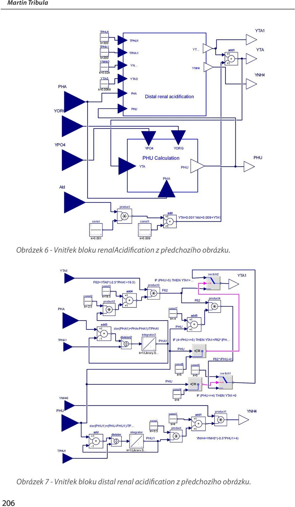 009 Obrázek 6 - Vnitřek bloku renalacidification z předchozího obrázku. YTA0 sw itch2 YTA1 F62=YTA0*(-2.5*PHA19.5) const3 IF (>5) THEN YTA1= product3 add4 F62 const2 k=19.