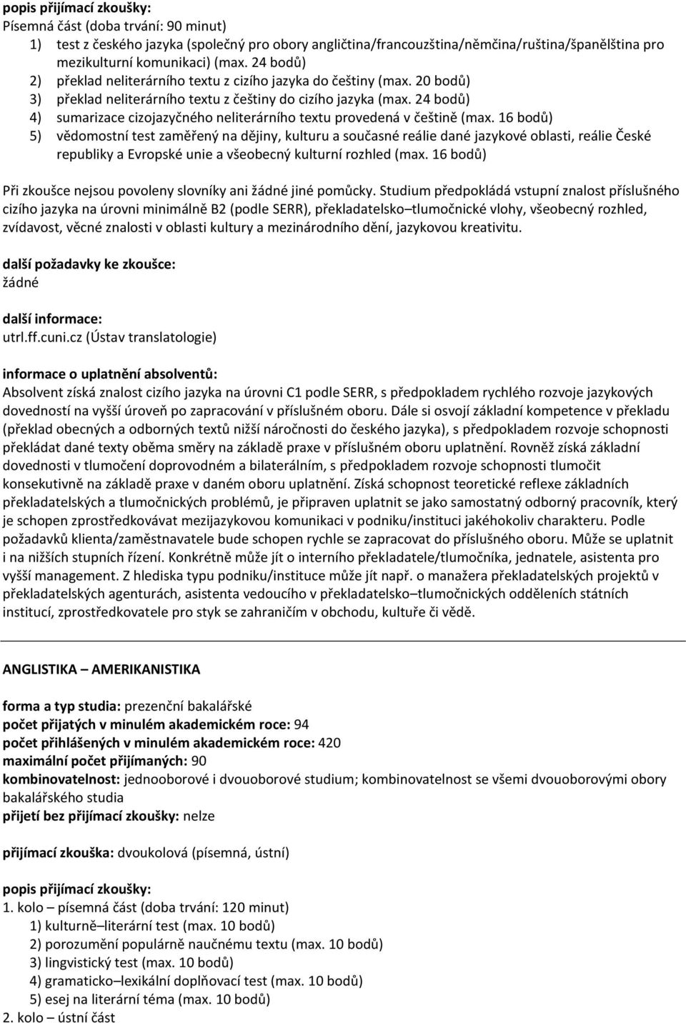 24 bodů) 4) sumarizace cizojazyčného neliterárního textu provedená v češtině (max.