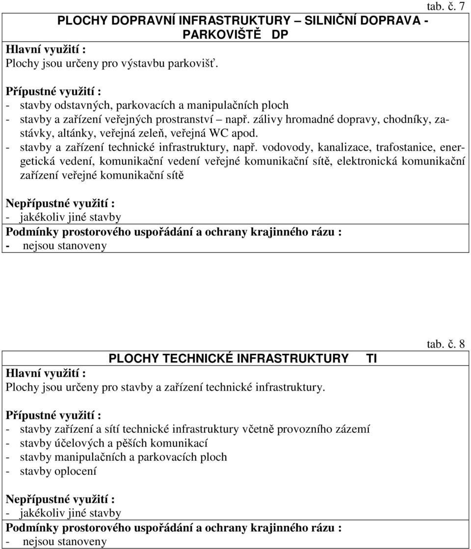 - stavby a zařízení technické infrastruktury, např.