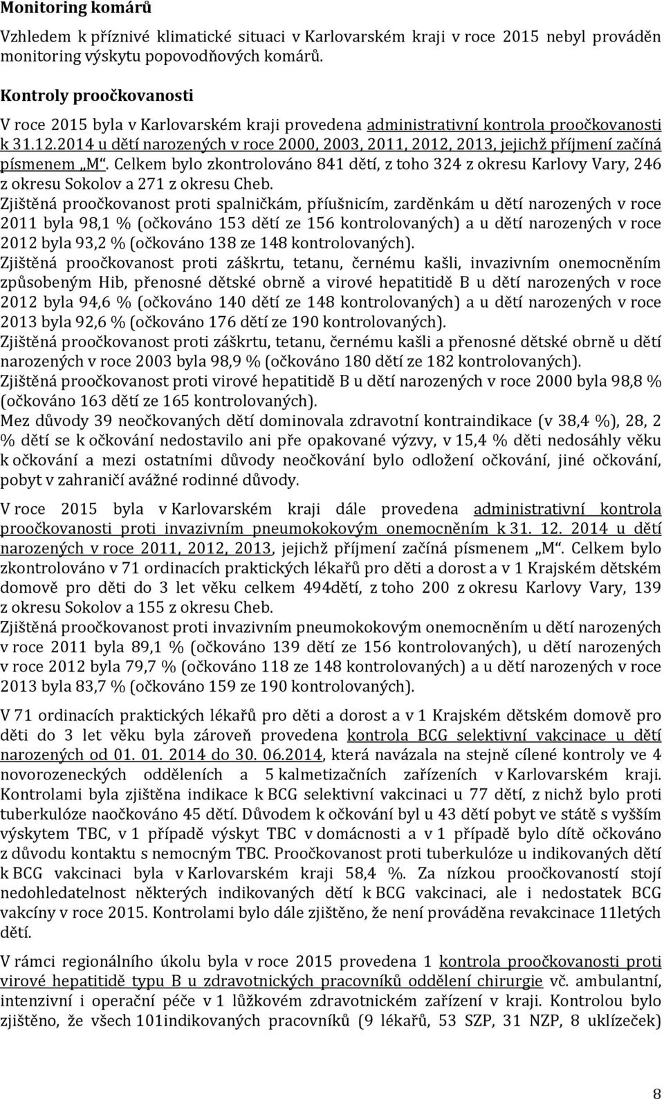 2014 u dětí narozených v roce 2000, 2003, 2011, 2012, 2013, jejichž příjmení začíná písmenem M.