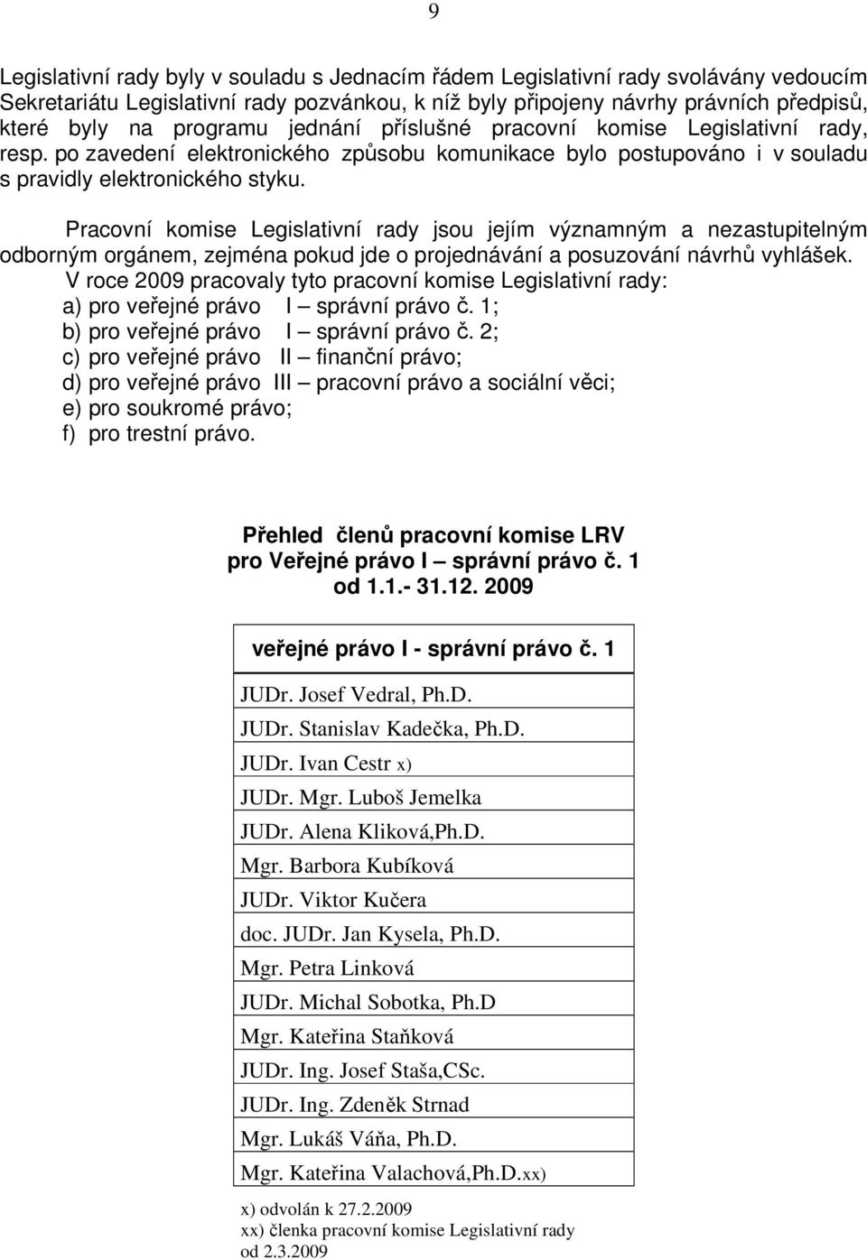 Pracovní Legislativní rady jsou jejím významným a nezastupitelným odborným orgánem, zejména pokud jde o projednávání a posuzování návrhů vyhlášek.