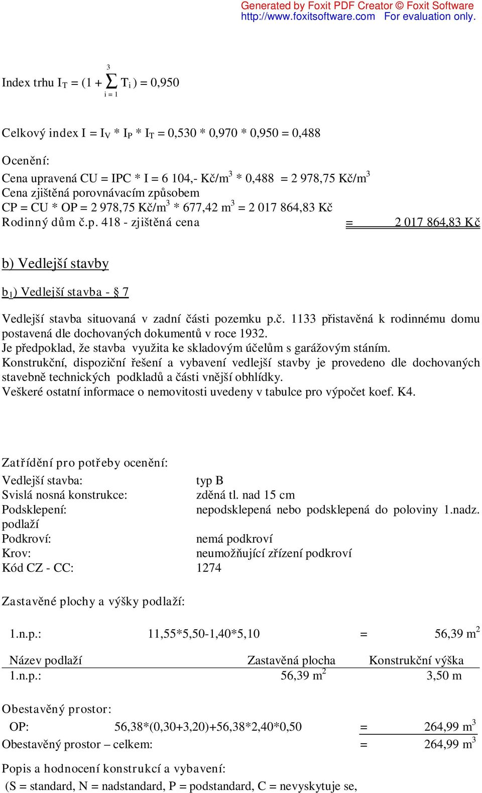 č. 1133 přistavěná k rodinnému domu postavená dle dochovaných dokumentů v roce 1932. Je předpoklad, že stavba využita ke skladovým účelům s garážovým stáním.