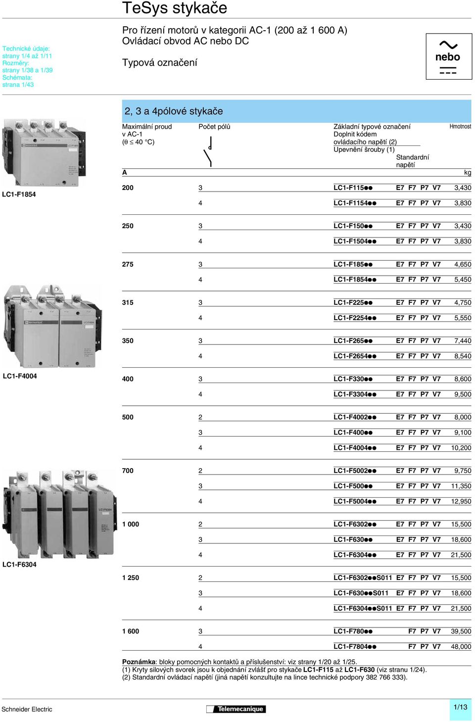 LC1-F115ii E7 F7 P7 V7 3,430 4 LC1-F1154ii E7 F7 P7 V7 3,830 250 3 LC1-F150ii E7 F7 P7 V7 3,430 4 LC1-F1504ii E7 F7 P7 V7 3,830 275 3 LC1-F185ii E7 F7 P7 V7 4,650 4 LC1-F1854ii E7 F7 P7 V7 5,450 315