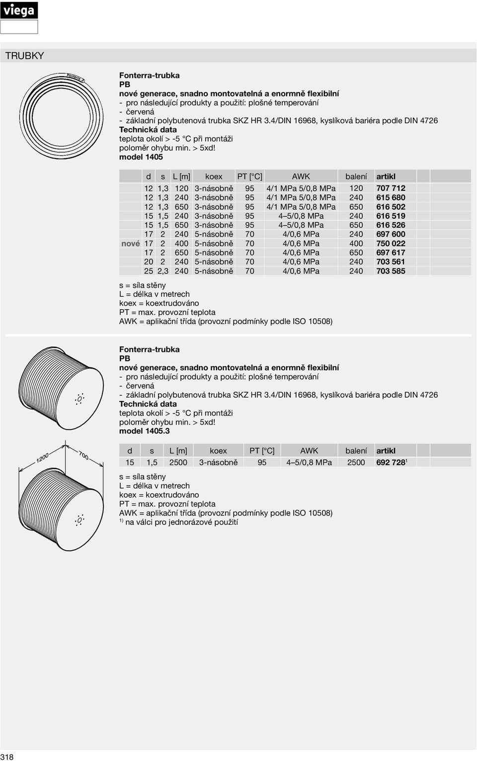 model 1405 d s L [m] koex PT [ C] AWK balení artikl 12 1,3 120 3-násobně 95 4/1 MPa 5/0,8 MPa 120 707 712 12 1,3 240 3-násobně 95 4/1 MPa 5/0,8 MPa 240 615 680 12 1,3 650 3-násobně 95 4/1 MPa 5/0,8