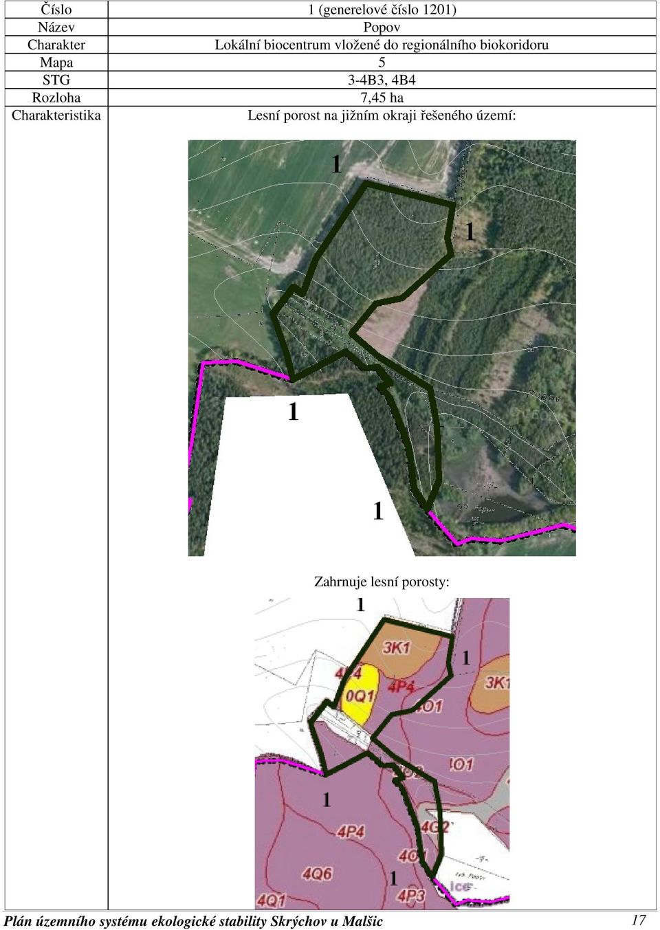 Mapa 5 STG 3-4B3, 4B4 Rozloha 7,45 ha Charakteristika