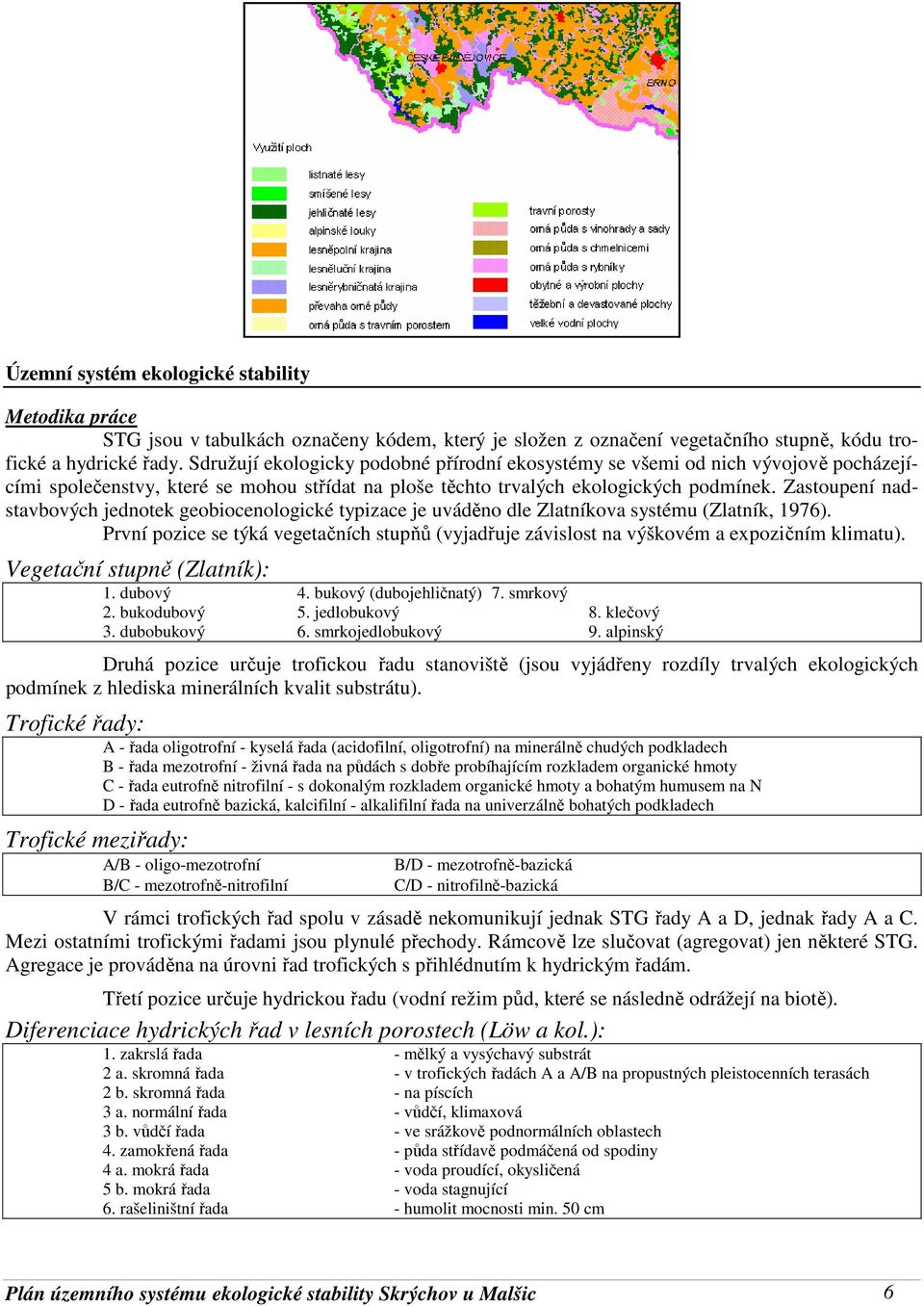 Zastoupení nadstavbových jednotek geobiocenologické typizace je uváděno dle Zlatníkova systému (Zlatník, 1976).